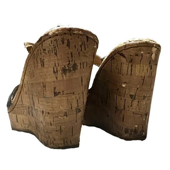 b.o.c. Black Leather Wedge Sandals Sz 7 Womens C17903 CIK12 - Picture 8 of 15